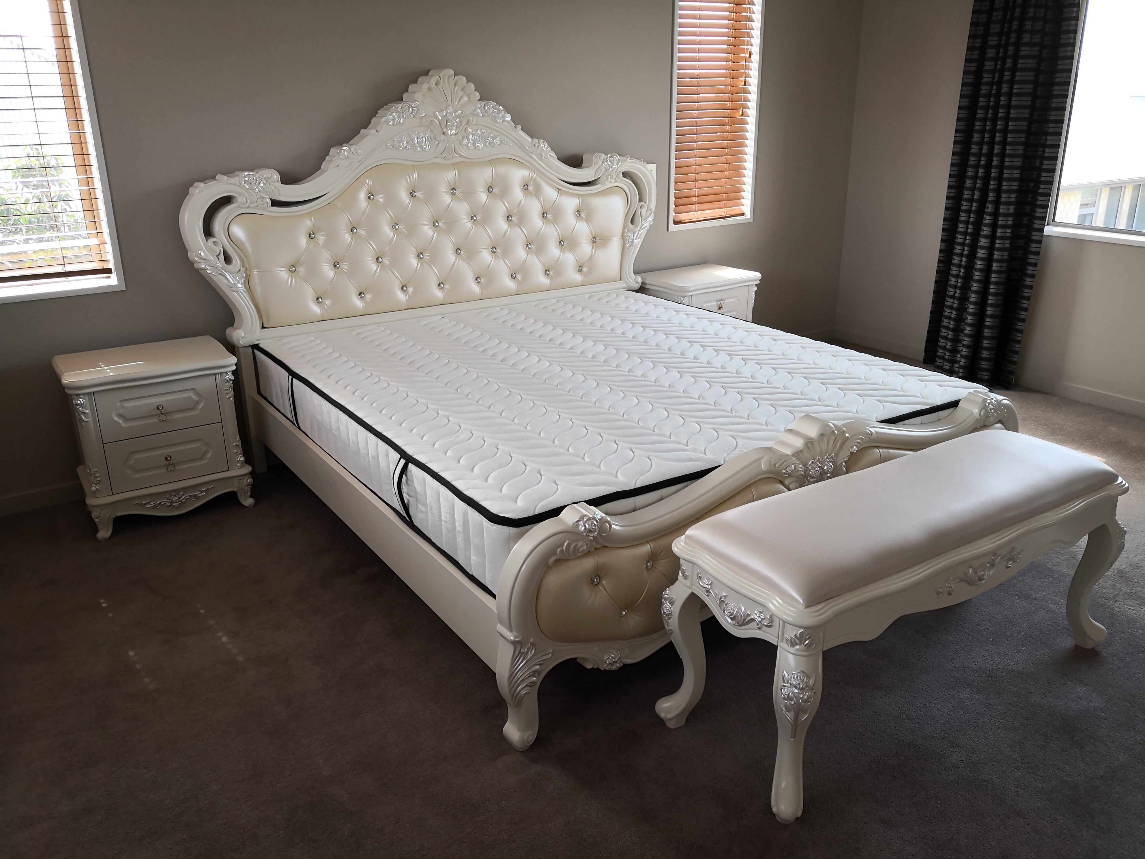 French Bed Frame Padded Leather, French Style Bed Frame